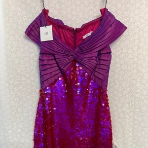 Off the Shoulder Sequin Paillette Cocktail Dress SHO by Tadashi Shoji Size 8